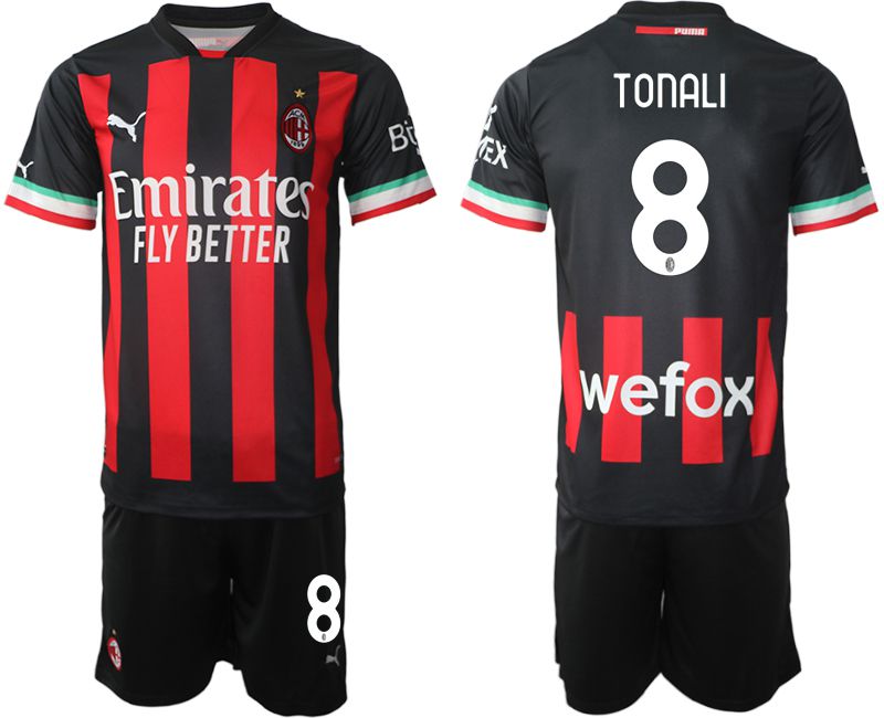 Men 2022-2023 Club Ac Milan home black #8 Soccer Jersey